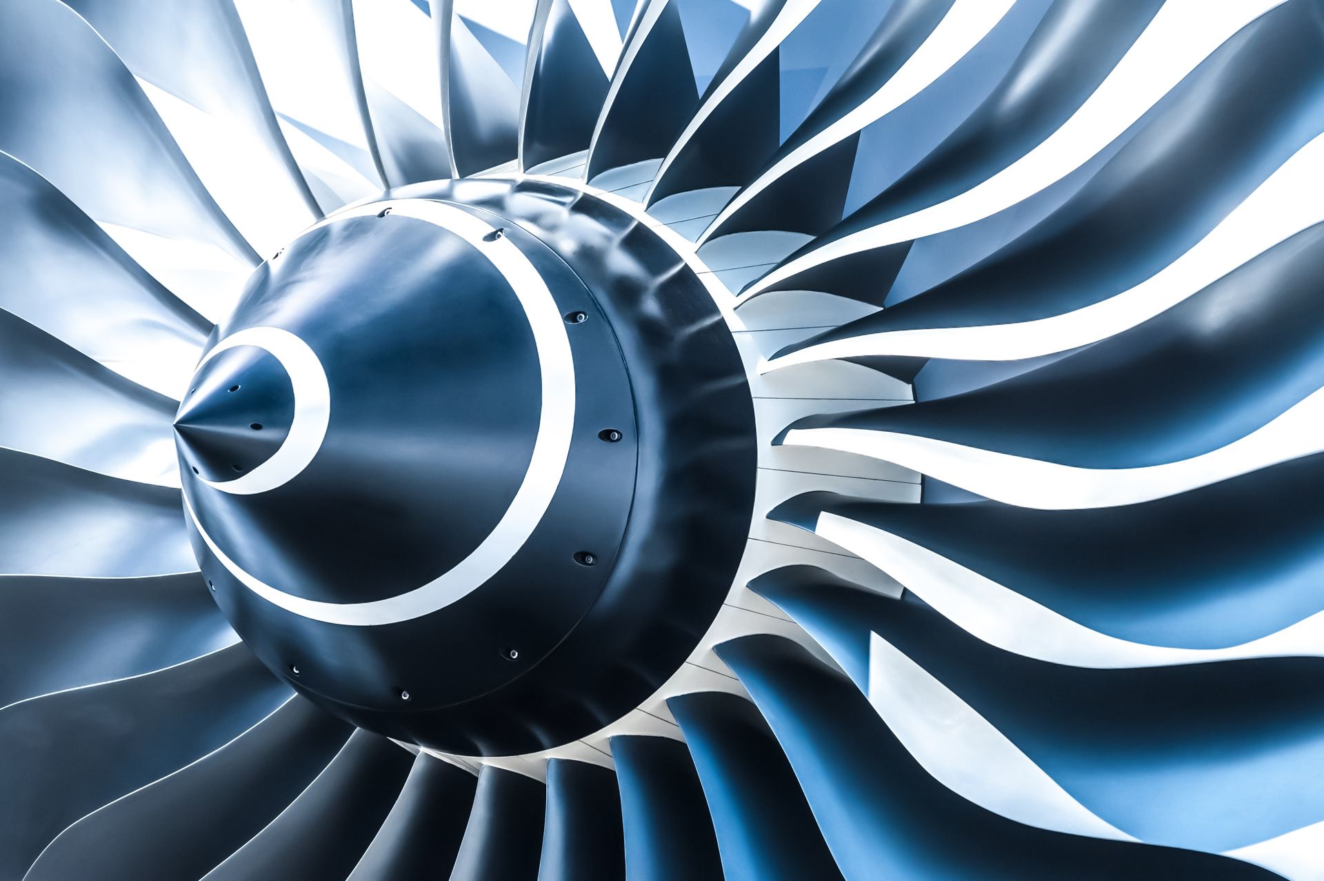 Jet engine close-up representing aerospace asset and maintenance operations